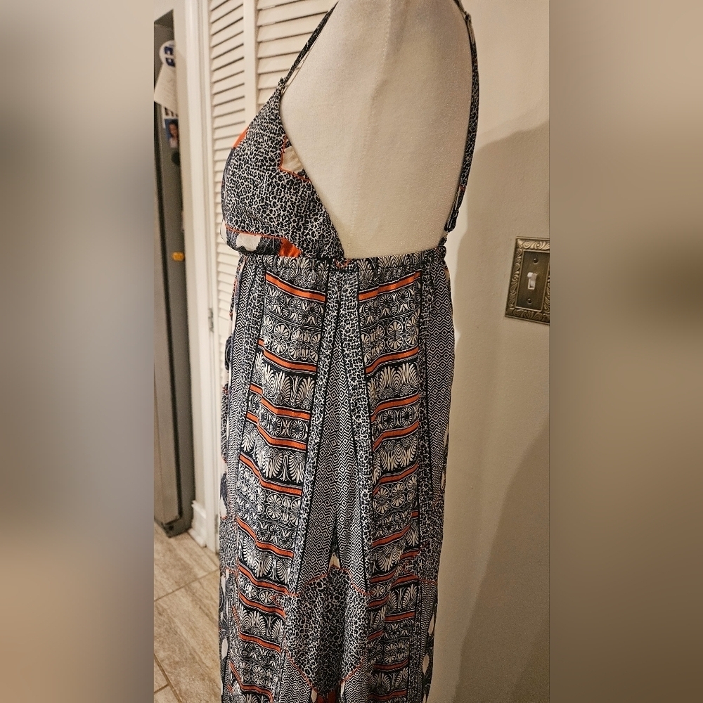 Gypsy 05 Silk Printed Maxi Dress Boho Triangle Top Small - Picture 7 of 13